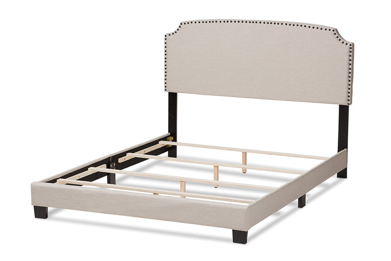 Schiuma Light Beige Fabric Upholstered King Size Bed Baxton
