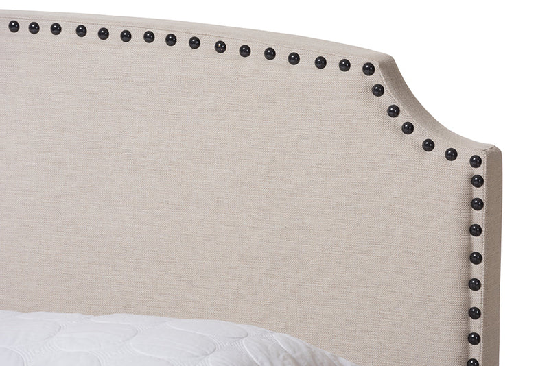 Schiuma Light Beige Fabric Upholstered King Size Bed Baxton