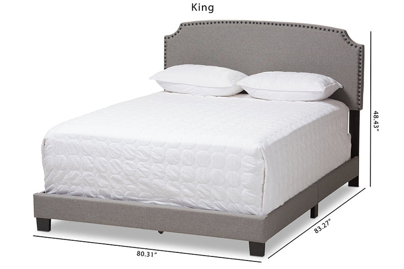 Schiuma Light Gray Fabric Upholstered King Size Bed Baxton