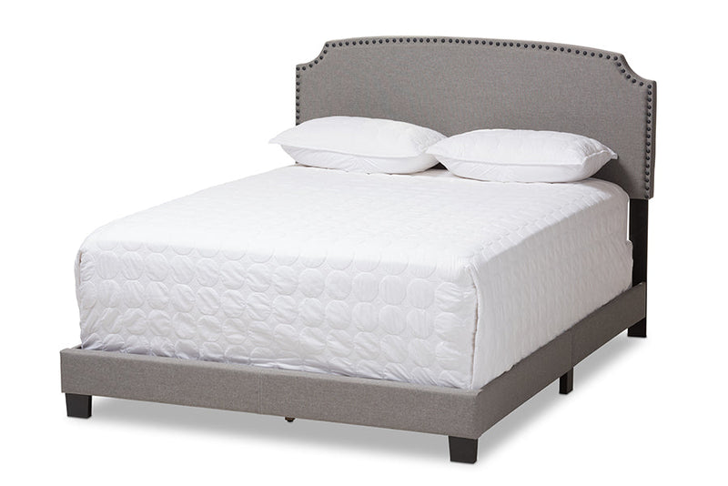 Schiuma Light Gray Fabric Upholstered King Size Bed Baxton