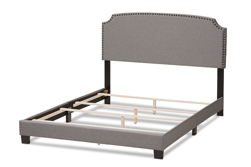 Schiuma Light Gray Fabric Upholstered King Size Bed Baxton