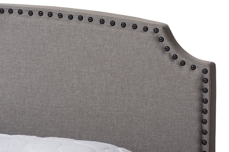 Schiuma Light Gray Fabric Upholstered King Size Bed Baxton