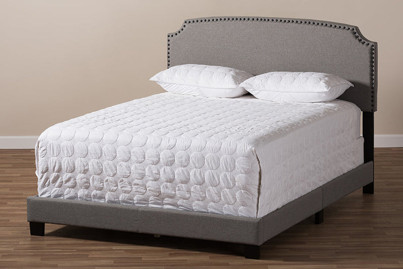 Schiuma Light Gray Fabric Upholstered King Size Bed Baxton