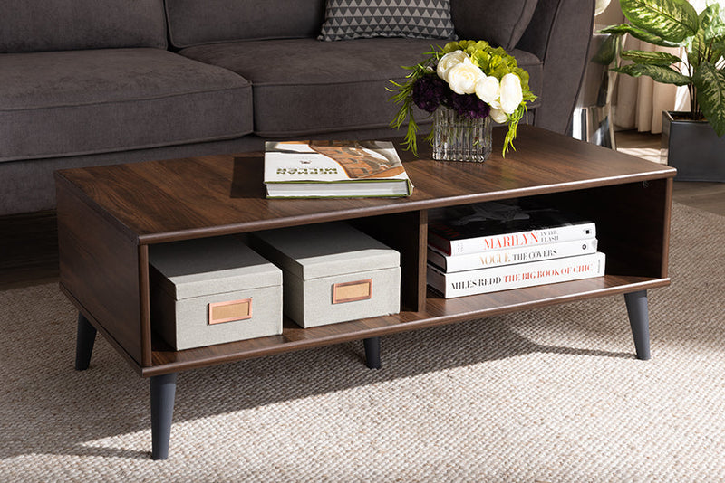 Zenon Brown and Dark Gray Coffee Table Baxton