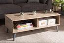Zenon Oak and Light Gray Coffee Table Baxton