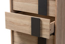 Palmira Light Oak and Gray 5-Drawer Chest Baxton