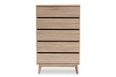 Yelena Light Oak and Dark Gray 5-Drawer Chest Baxton