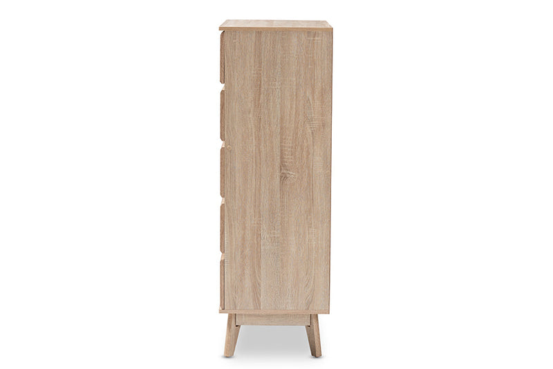 Yelena Light Oak and Dark Gray 5-Drawer Chest Baxton
