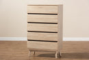 Yelena Light Oak and Dark Gray 5-Drawer Chest Baxton