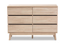 Yelena Light Oak and Dark Gray 6-Drawer Dresser Baxton