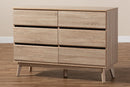 Yelena Light Oak and Dark Gray 6-Drawer Dresser Baxton