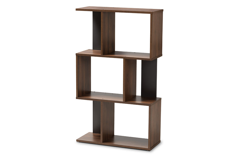 Kyoto Modern and Contemporary Brown and Dark Gray Finished Display Bookcase