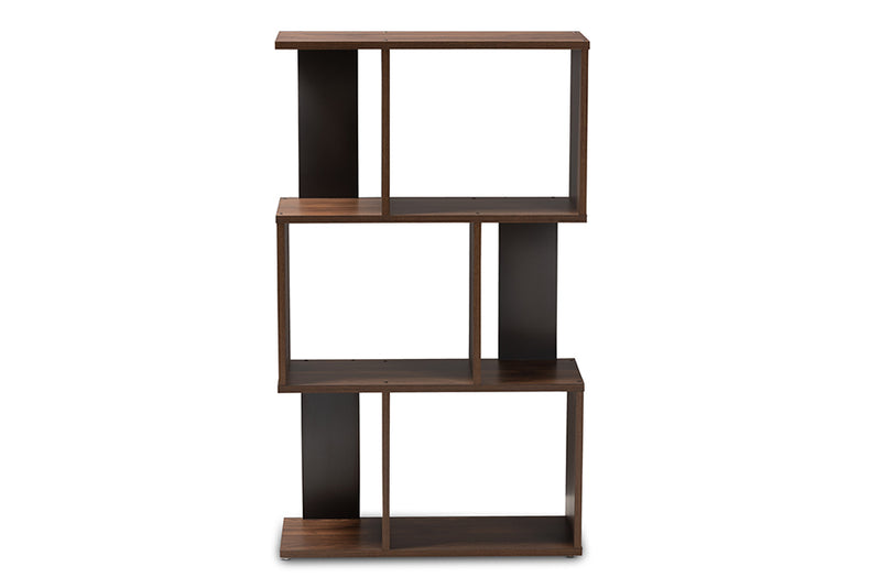 Kyoto Modern and Contemporary Brown and Dark Gray Finished Display Bookcase