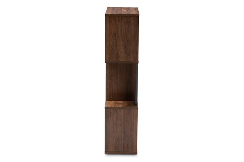 Kyoto Modern and Contemporary Brown and Dark Gray Finished Display Bookcase