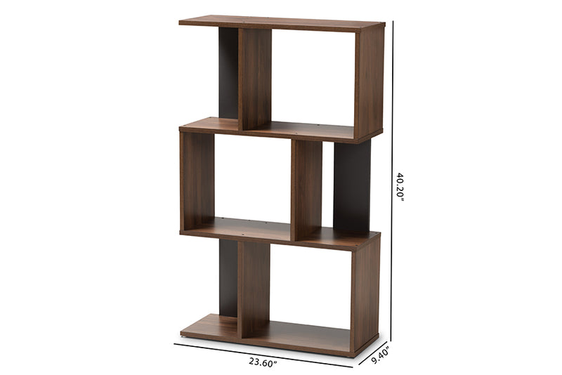 Kyoto Modern and Contemporary Brown and Dark Gray Finished Display Bookcase