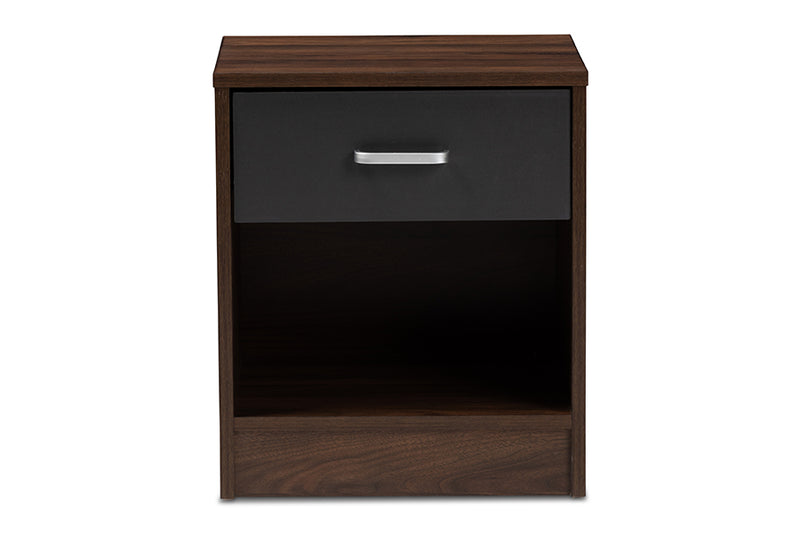 Zara Modern and Contemporary 1-Drawer Dark Brown and Dark Gray Finished Nightstand