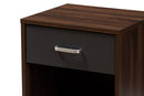 Zara 1-Drawer Dark Brown and Dark Gray Finished Nightstand Baxton