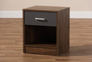 Zara 1-Drawer Dark Brown and Dark Gray Finished Nightstand Baxton
