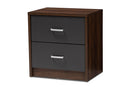 Zara 2-Drawer Dark Brown and Dark Gray Finished Nightstand Baxton