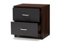 Zara 2-Drawer Dark Brown and Dark Gray Finished Nightstand Baxton