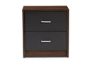 Zara 2-Drawer Dark Brown and Dark Gray Finished Nightstand Baxton