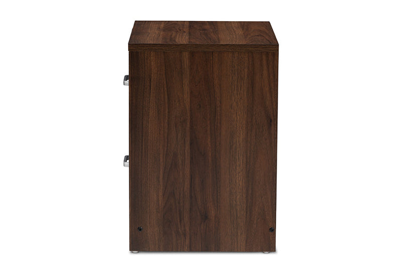 Zara 2-Drawer Dark Brown and Dark Gray Finished Nightstand Baxton