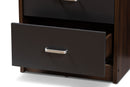 Zara 2-Drawer Dark Brown and Dark Gray Finished Nightstand Baxton