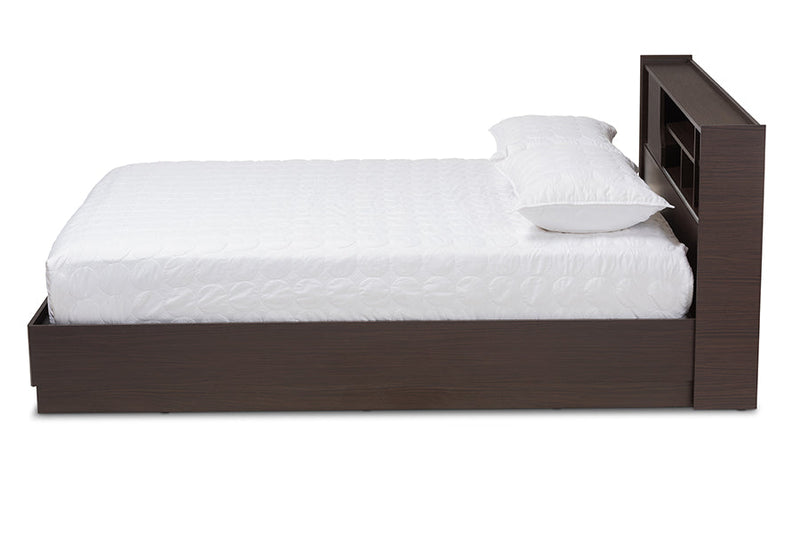 Merryn Brown Finished Queen Size Platform Storage Bed Baxton