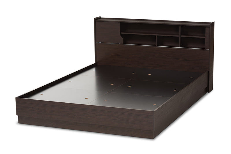Merryn Brown Finished Queen Size Platform Storage Bed Baxton
