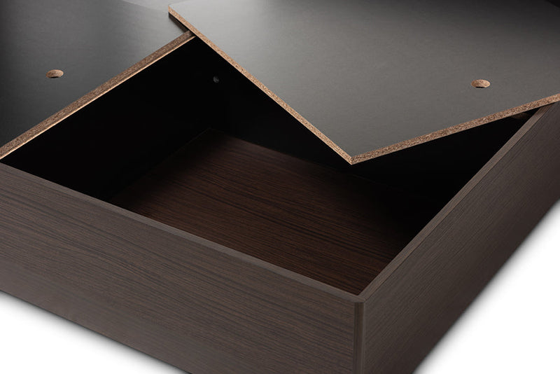 Merryn Brown Finished Queen Size Platform Storage Bed Baxton