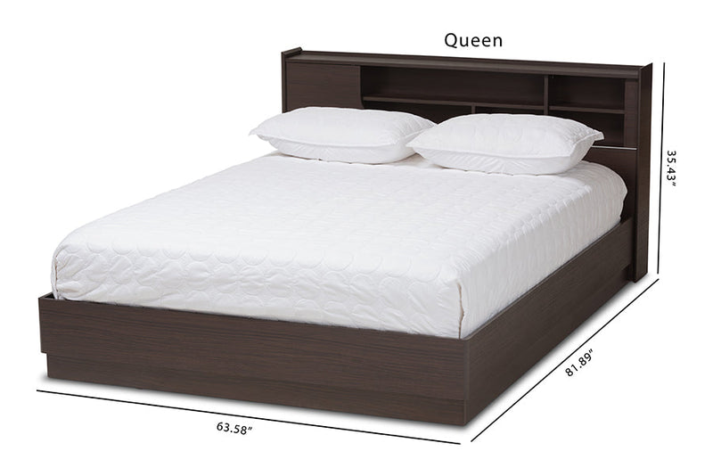 Merryn Brown Finished Queen Size Platform Storage Bed Baxton