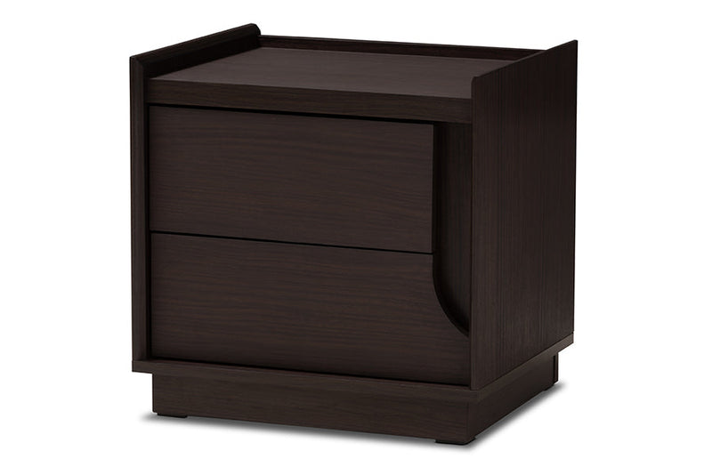 Merryn Brown Finished 2-Drawer Nightstand Baxton