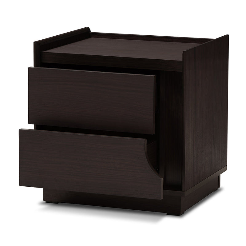 Merryn Brown Finished 2-Drawer Nightstand Baxton