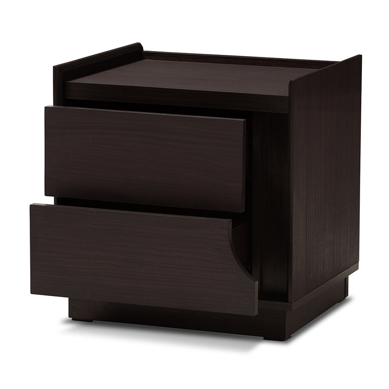 Merryn Modern and Contemporary Brown Finished 2-Drawer Nightstand