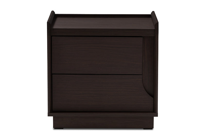 Merryn Brown Finished 2-Drawer Nightstand Baxton