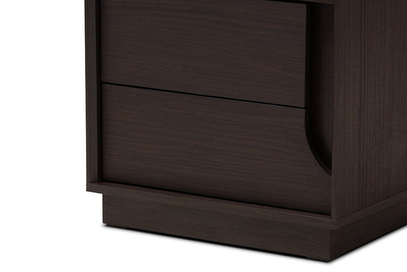 Merryn Brown Finished 2-Drawer Nightstand Baxton