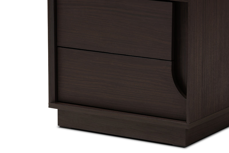 Merryn Modern and Contemporary Brown Finished 2-Drawer Nightstand