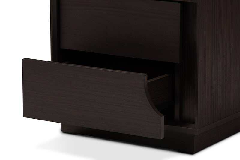 Merryn Modern and Contemporary Brown Finished 2-Drawer Nightstand