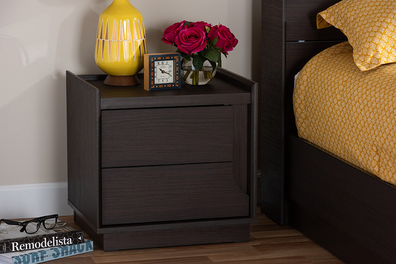 Merryn Modern and Contemporary Brown Finished 2-Drawer Nightstand