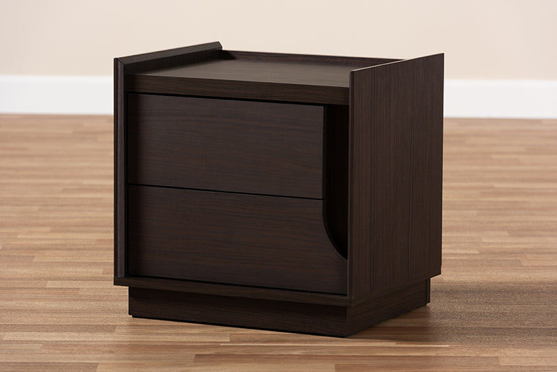 Merryn Modern and Contemporary Brown Finished 2-Drawer Nightstand