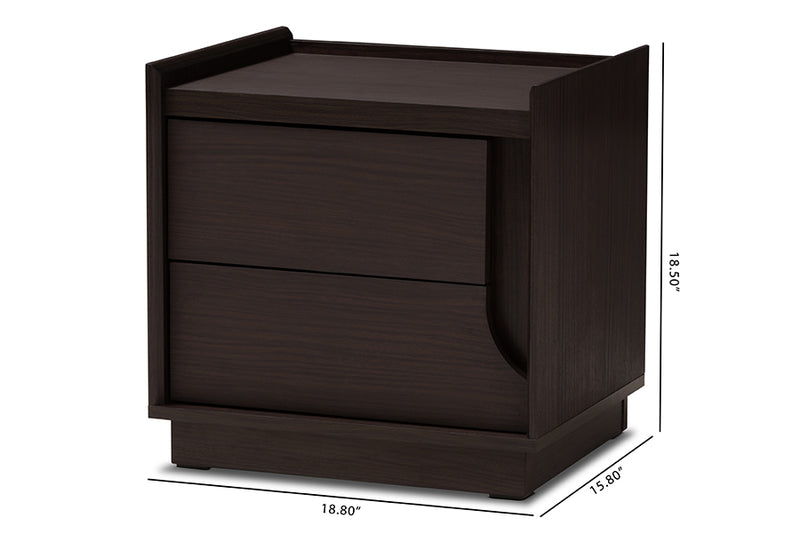 Merryn Modern and Contemporary Brown Finished 2-Drawer Nightstand