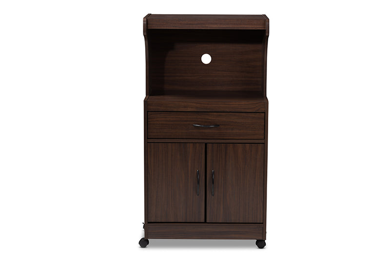 Ginaro Modern and Contemporary Dark Walnut Finished Kitchen Cabinet