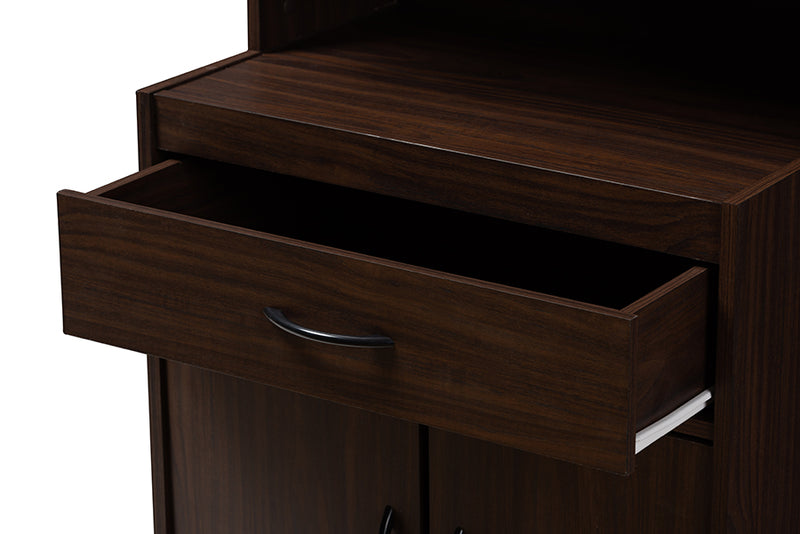 Ginaro Modern and Contemporary Dark Walnut Finished Kitchen Cabinet