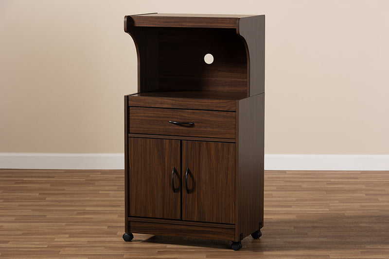 Ginaro Dark Walnut Finished Kitchen Cabinet Baxton