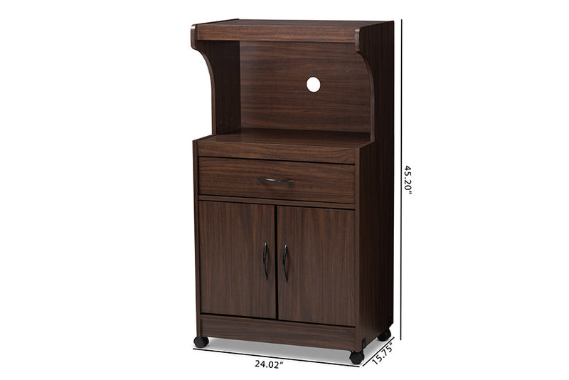 Ginaro Dark Walnut Finished Kitchen Cabinet Baxton