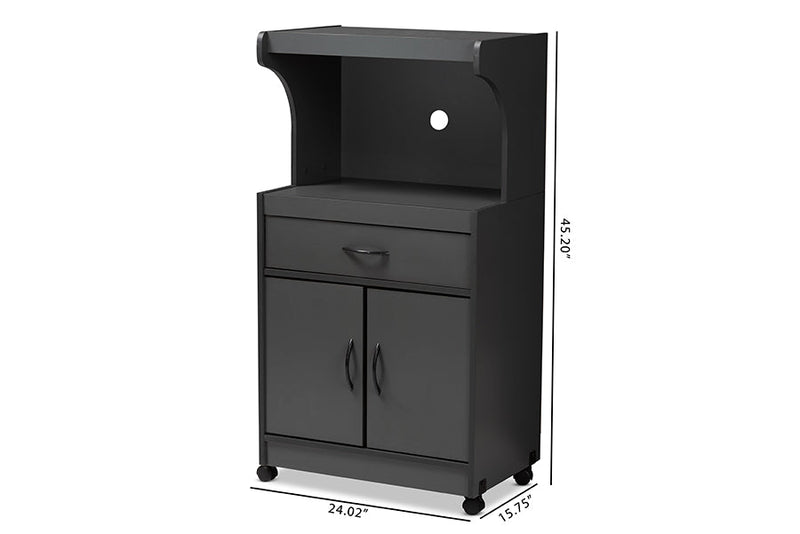 Ginaro Dark Gray Finished Kitchen Cabinet Baxton