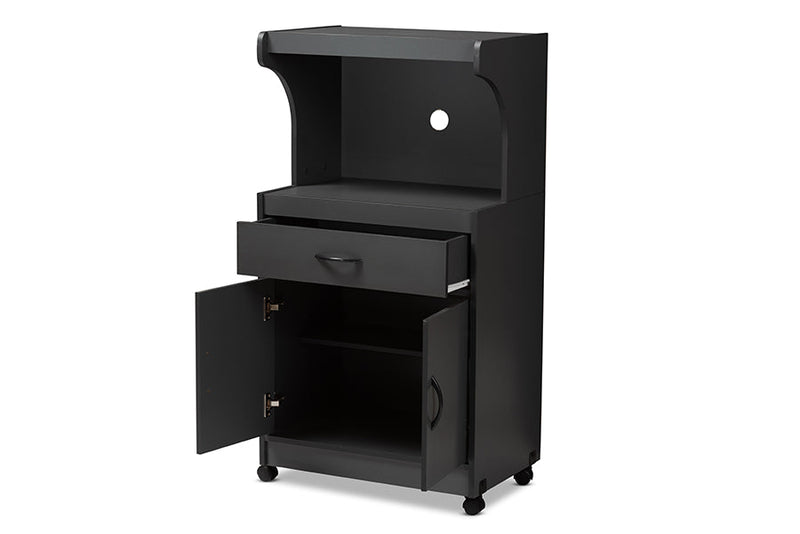 Ginaro Dark Gray Finished Kitchen Cabinet Baxton