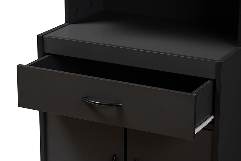 Ginaro Dark Gray Finished Kitchen Cabinet Baxton