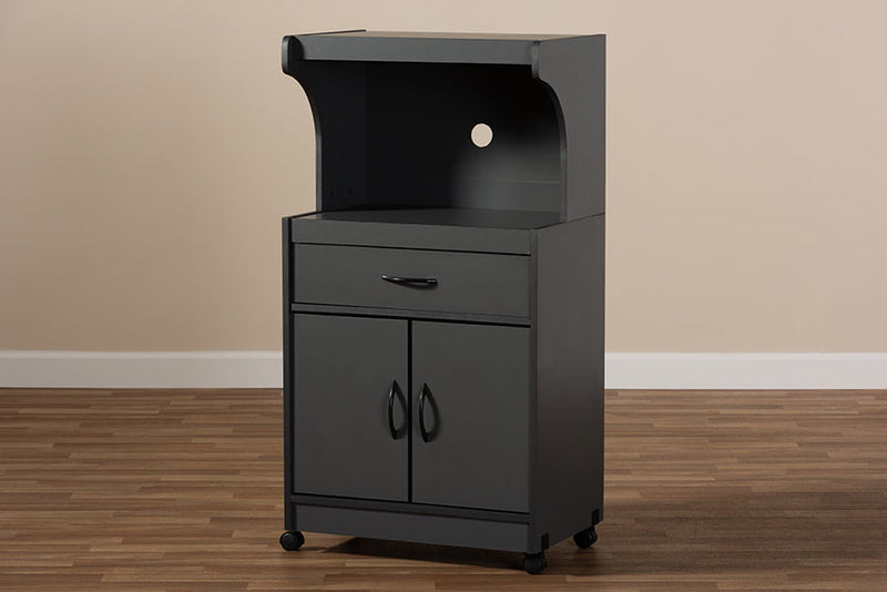 Ginaro Dark Gray Finished Kitchen Cabinet Baxton