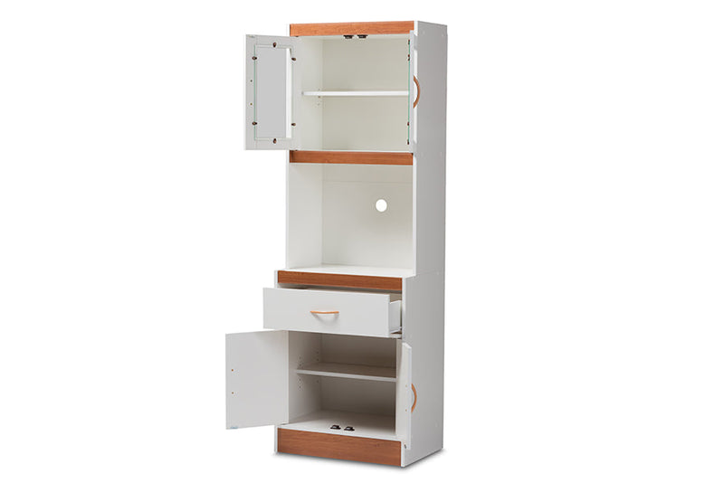 Bernard White and Cherry Finished Kitchen Cabinet and Hutch Baxton
